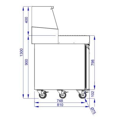 TABLE PREP POUR PIZZA 3 PORTES 13x 1/3GN RECIPIENT  7489.5305