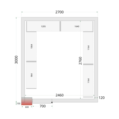 CR 270x300x212 NF Panneaux de chambre froide 80 mm - sans plancher