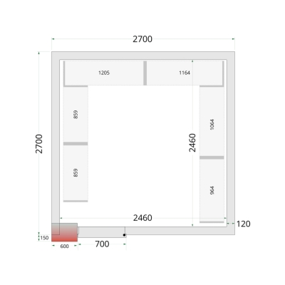  CR 270x270x220 Panneaux de chambre congèlation 120 mm