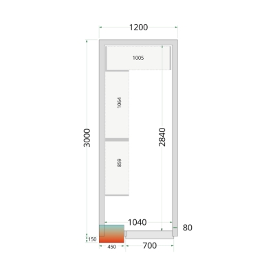 CR 120x300x212 NF Panneaux de chambre froide 80 mm - sans plancher