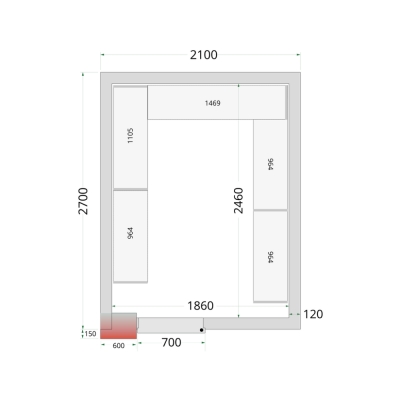 CR 210x270x220 Panneaux de chambre congèlation 120 mm