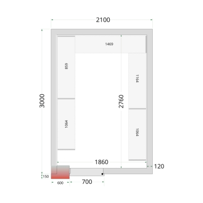 CR 210x300x220 Panneaux de chambre congèlation 120 mm