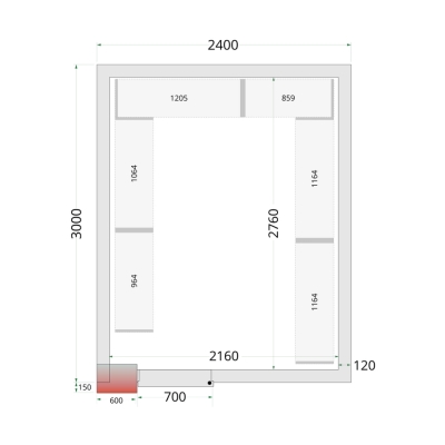  CR 240x300x220 Panneaux de chambre congèlation 120 mm