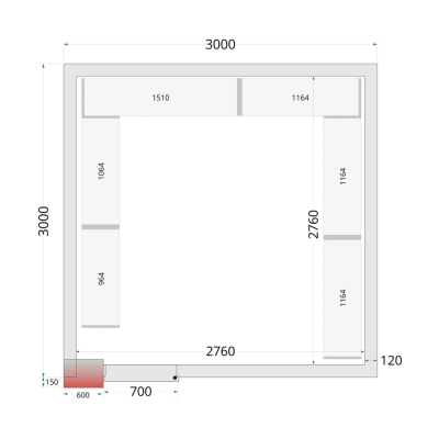 CR 300x300x220 Panneaux de chambre congèlation 120 mm