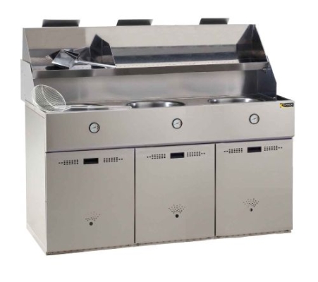 Friteuse Défi Gaz Naturel - 3 Cuves Rondes 15/18 L - Sans Aspiration - 50kg/h par cuve - 39 kW