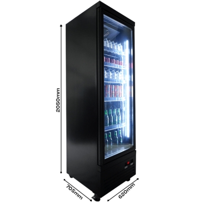 R&Eacute;FRIG&Eacute;RATEUR 1 PORTE EN VERRE NOIR CEB-500R BL