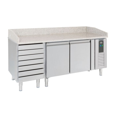 TABLE PRÉP POUR PIZZA 2 PORTES 7 TIROIRS