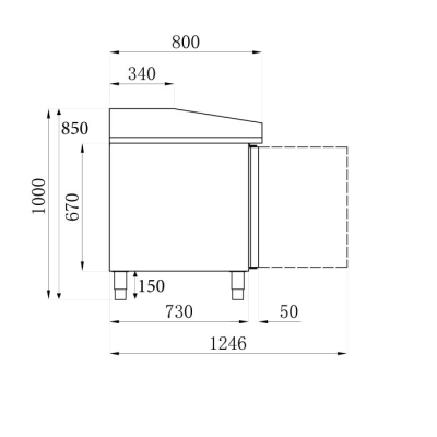 TABLE PR&Eacute;P POUR PIZZA 2 PORTES 7 TIROIRS