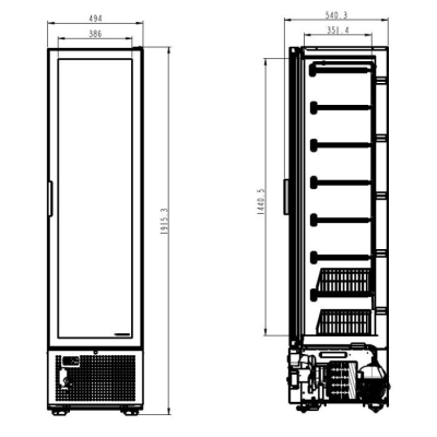 CONG&Eacute;LATEUR 1 PORTE EN VERRE 221L