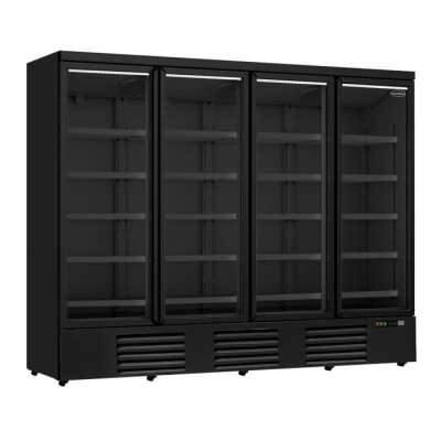 RÉFRIGÉRATEUR 4 PORTES EN VERRE NOIR JDE-2025R BL 