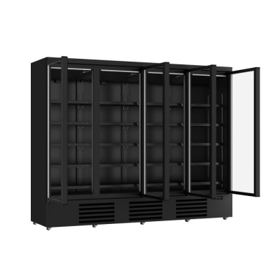 R&Eacute;FRIG&Eacute;RATEUR 4 PORTES EN VERRE NOIR JDE-2025R BL 