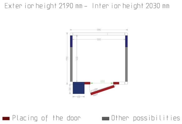 Chambre ISO 80 avec groupe, dim.int. 1830 x 1630 x h2030mm (6,06m&sup3;)