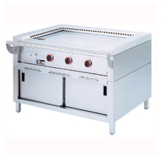 Plaque "Teppanyaki" gaz, 3 zones (3x 7 kW), sur armoire
