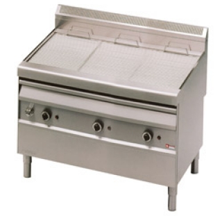 Grill-vapeur gaz avec grille de cuisson en -O- sur meuble

