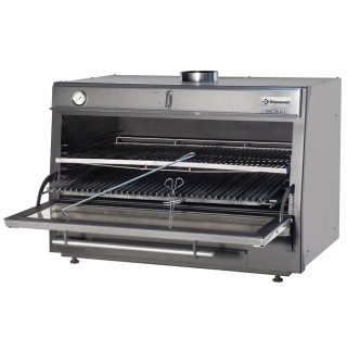 Four-BBQ à  charbon, GN 2/1 + GN1/1 (150 Kg/h)/Inox
