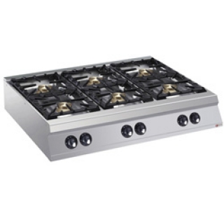 Cuisinière 6 feux vifs gaz -TOP- "POWERFUL"
