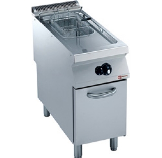 Friteuse gaz 1 cuve "Y" 23 litres, brà»leurs extèrieurs, sur meuble -AGA
