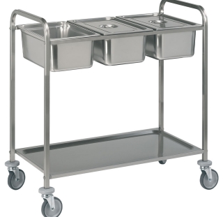 Chariot de service inox, 3x GN 1/1 + 1 niveau
