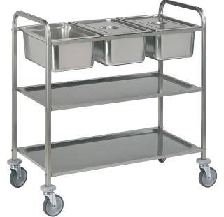 Chariot de service inox, 3x GN 1/1 + 2 niveaux
