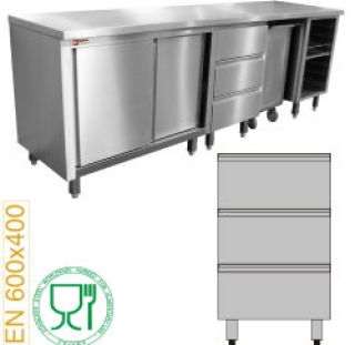 Module pâtisserie bloc 3 tiroirs 600x400