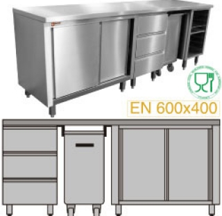 Meuble pâtisserie 2000 composè MCP-3T/05 + MCP-TR/05 + MCP-AP/10 + MCP-TOP/20