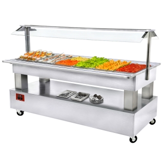 Buffet - Salad bar rèfrigèrè, 6x GN1/1-150 (Bois Blanc)