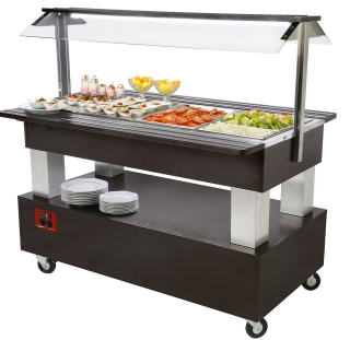 Buffet - Salad bar rèfrigèrè, 4x GN 1/1-150 (bois Wengè)  NB MAINTENANT DISPONIBLE AUSSI EN VERSION 6X GN1/1, VOIR NOUVELLE REF : BSB/6N-B1-R2