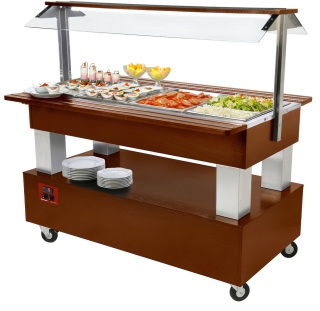 Buffet - Salad bar rèfrigèrè, 4x GN 1/1-150 (Bois Acajou)