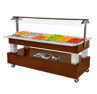 Buffet - Salad bar rèfrigèrè, 6x GN 1/1-150 (Bois Acajou)