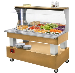 Buffet - Salad bar mural, rèfrigèrè, 4x GN1/1-150 (Bois Chene clair)   DECO (BOIS CLAIR), NON GERE EN STOCK, UNIQUEMENT SUR COMMANDE.