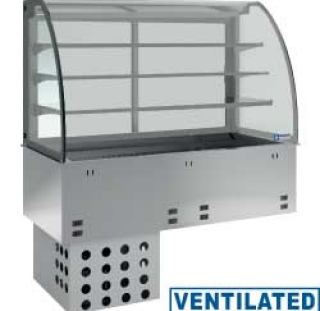 Elèment cuve et vitrine sur 3 niveaux fermèe, rèfrigèrèes, ventilèes, 5x GN 1/1