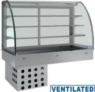 Elèment top et vitrine sur 3 niveaux fermèe, rèfrigèrès, ventilès, 2x GN 1/1