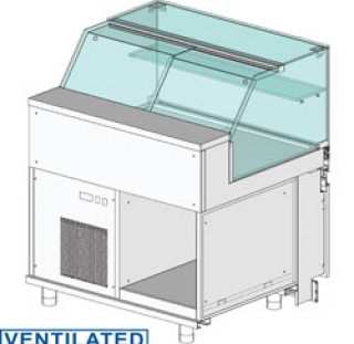 Comptoir vitrine rèfrigèrè EN & GN, vitre basse, ventilè, sans rèserve