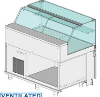 Comptoir vitrine rèfrigèrè EN & GN, vitre basse, ventilè, sans rèserve