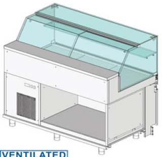 Comptoir vitrine rèfrigèrè EN & GN, vitre basse, ventilè, sans rèserve