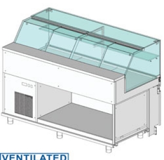 Comptoir vitrine rèfrigèrè EN & GN, vitre basse, ventilè, sans rèserve