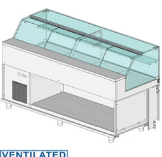 Comptoir vitrine rèfrigèrè EN & GN, vitre basse, ventilè, sans rèserve