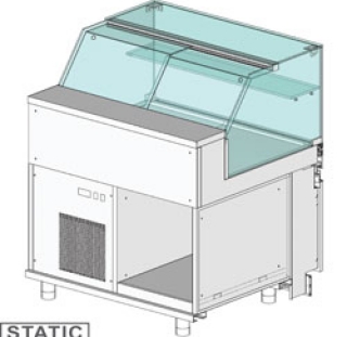 Comptoir vitrine rèfrigèrè EN & GN, vitre basse, statique, sans rèserve