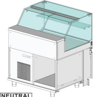 Comptoir vitrine neutre x boulangerie EN & GN, vitre basse