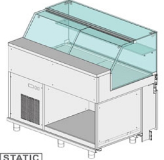 Comptoir vitrine rèfrigèrè EN & GN, vitre basse, statique, sans rèserve