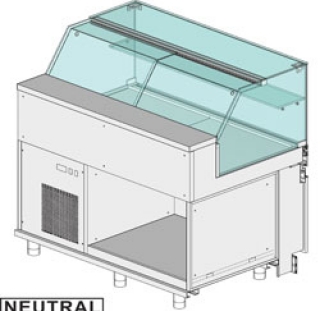 Comptoir vitrine neutre x boulangerie EN & GN, vitre basse