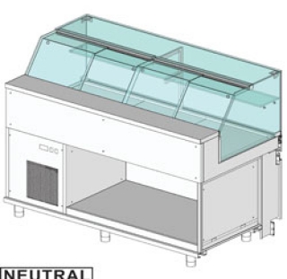 Comptoir vitrine neutre x boulangerie EN & GN, vitre basse