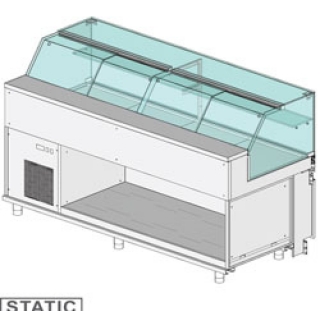Comptoir vitrine rèfrigèrè EN & GN, vitre basse, statique, sans rèserve