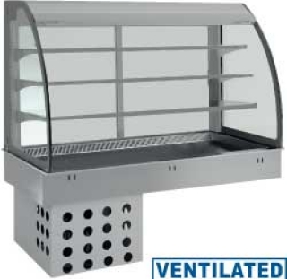 Elèment top et vitrine sur 3 niveaux ouverte (avec rideau), rèfrigèrès, ventilès, 2x GN 1/1