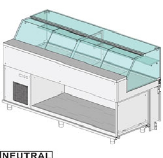 Comptoir vitrine neutre x boulangerie EN & GN, vitre basse