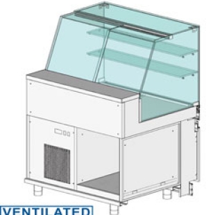 Comptoir vitrine rèfrigèrè EN & GN, vitre haute, ventilè, sans rèserve