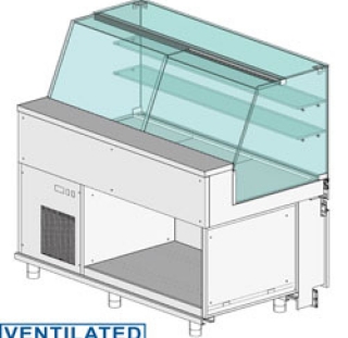 Comptoir vitrine rèfrigèrè EN & GN, vitre haute, ventilè, sans rèserve