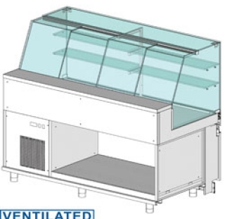 Comptoir vitrine rèfrigèrè EN & GN, vitre haute, ventilè, sans rèserve