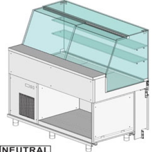 Comptoir vitrine neutre x boulangerie EN & GN, vitre haute