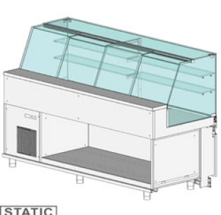 Comptoir vitrine rèfrigèrè EN & GN, vitre haute, statique, sans rèserve